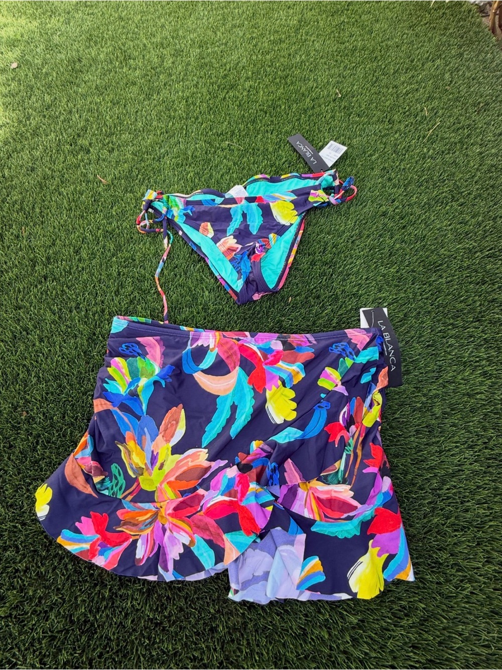 La Blanca Women’s Navy Floral Swim Bottoms & Skirt - Multicolor